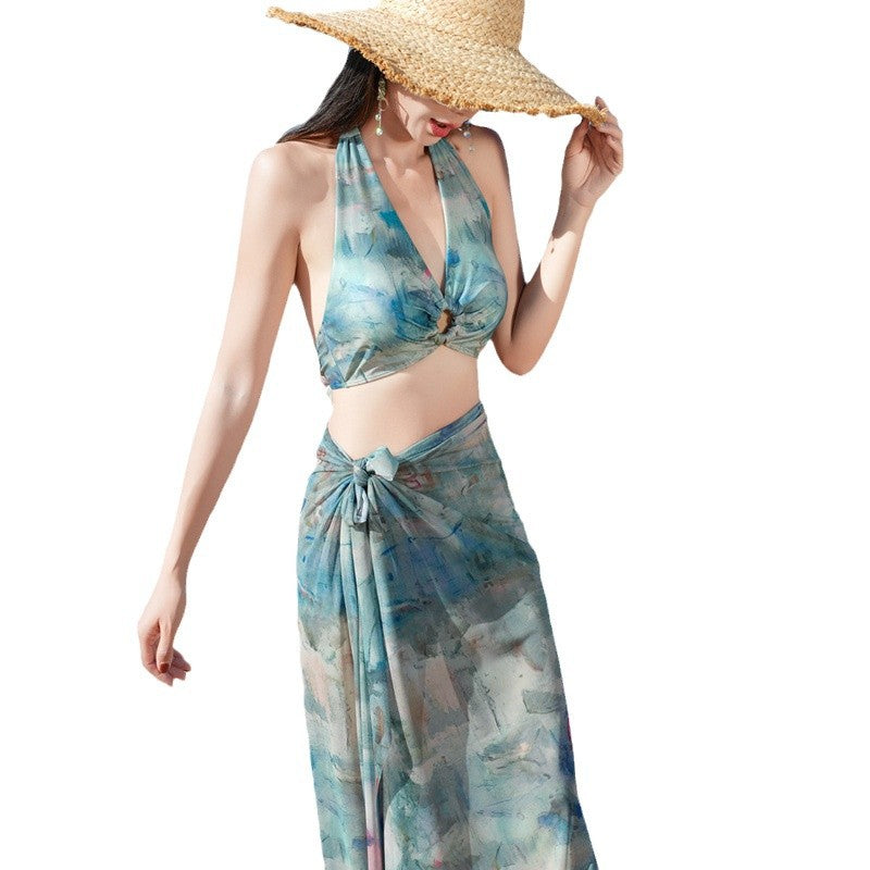 Floral Bikini Three-Piece Swimsuit - BsBuy