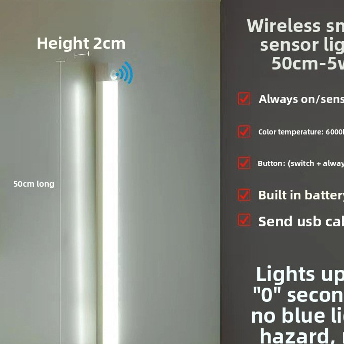 Rechargeable LED Cabinet Light – Motion Sensor Under-Cabinet Strip Light - BsBuy