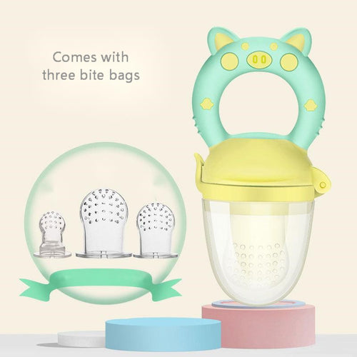 Baby Silicone Teether — Soothing Relief for Teething Babies - Green / 3 mouthpiece