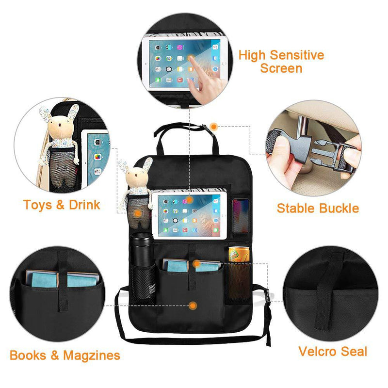 Car Rear Seat Anti-Kick Storage Bag — Multi-Functional Organiser | Black - BsBuy
