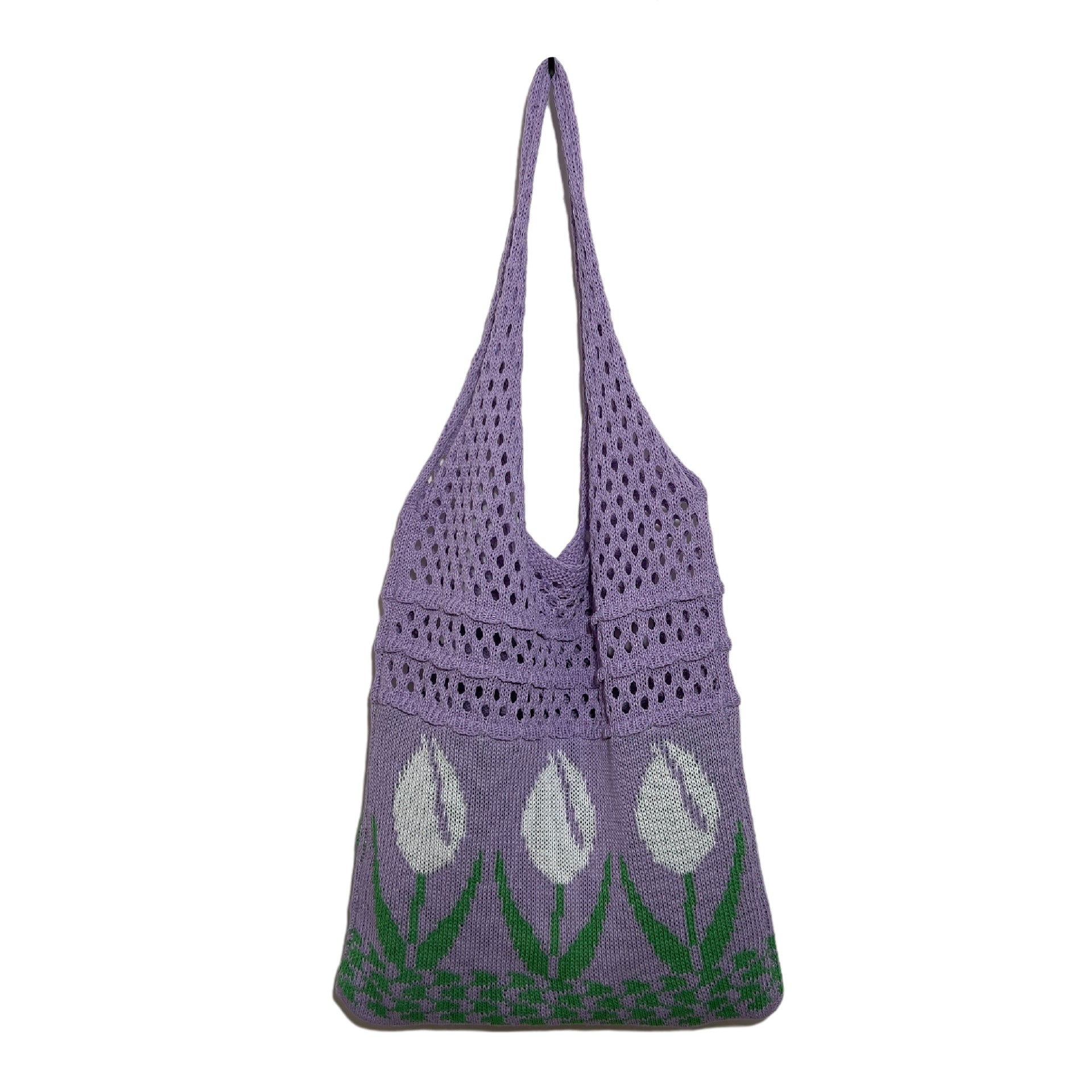 New Flower Bag Tulip Bag Retro Knitted Bag Handbag Shoulder Bag Woolen Bag for Women - BsBuy