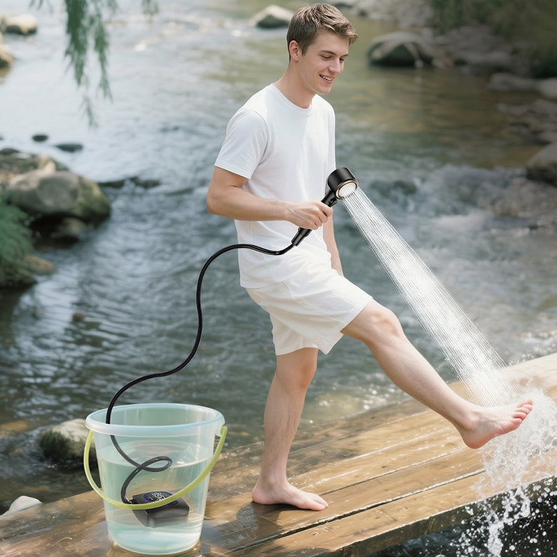 8000mAh Portable Camping Shower, IPX8 Waterproof Rechargeable Outdoor Shower Pump with Hose - BsBuy