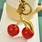 Crystal Cherry Keychain Bag Charm — Gold-Plated Alloy Luggage Pendant | Red & Pink - BsBuy