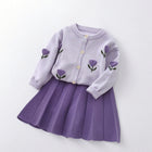 Cute Knit Cardigan and Short Skirt Two-Piece Set for Girls - BsBuy