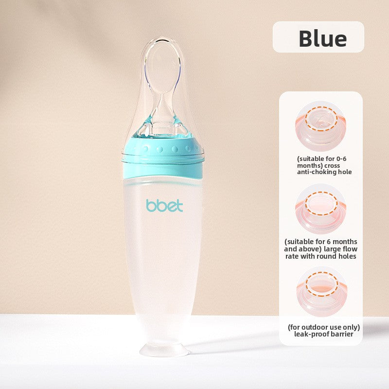 Silicone Squeeze Feeding Spoon Bottle — Food-Grade Baby Weaning Feeder from 3 Months+ - BsBuy