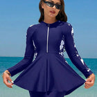 Long sleeved skirt style top swimsuit - BsBuy