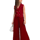 New Arrival Girls' Suit Set - Sleeveless Blouse + Wide Leg Pleated Pants Children's Outfit - BsBuy