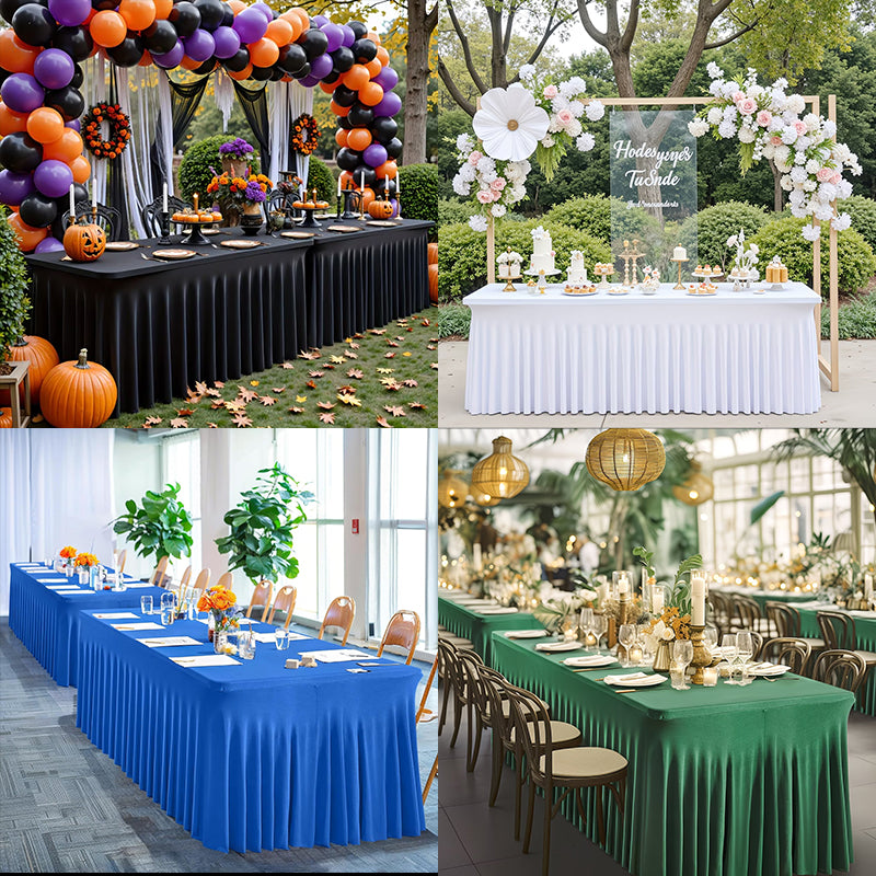 Stretch Spandex Table Cloth Rectangular, Fitted Table Cover for Weddings Parties Banquets Hotel Event Decoration - BsBuy