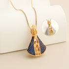 Double-Sided Madonna & Cross Necklace – Colourful Zircon Pendant on Adjustable Box Chain - BsBuy