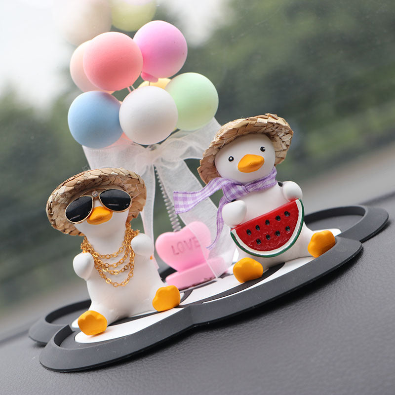 Straw Hat Glasses Duck Car Ornaments Straw Hat Local Tyrant Duck Car Ornaments Creative Straw Hat Swing Duck Car Pendant - BsBuy