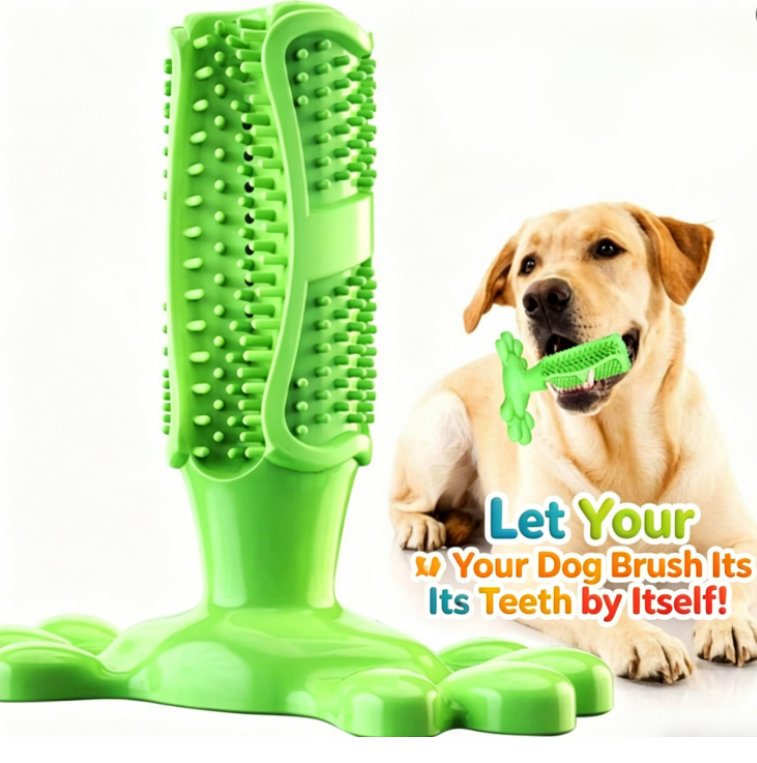 Pet Dog Toy Dental Brush Teeth Cleaning Elastic Rubber Chew Toy - BsBuy