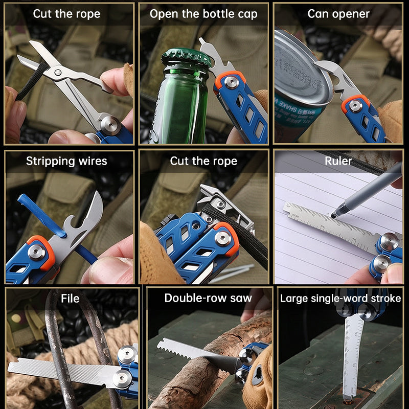 Compact Folding Multi-Tool with Pliers & Blade, Portable Camping & Vehicle Emergency Tool - BsBuy