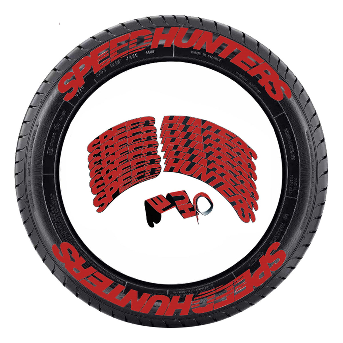 Tire sticker letter car motorcycle tire decoration - 8 groups SPEEDHUNTERS red