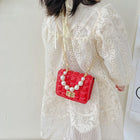 Children's Bag Pearl Tote Bag Princess Bag Mini Pearl Tote Bag Cute Girl Bag Ribbed Bag - BsBuy