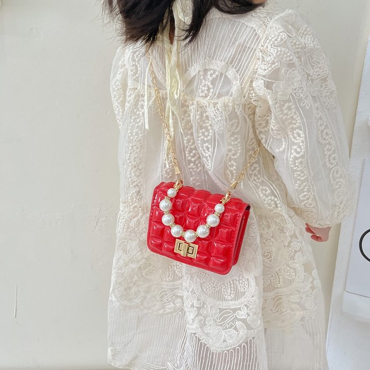 Children's Bag Pearl Tote Bag Princess Bag Mini Pearl Tote Bag Cute Girl Bag Ribbed Bag - BsBuy