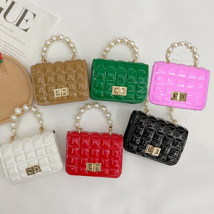 Children's Bag Pearl Tote Bag Princess Bag Mini Pearl Tote Bag Cute Girl Bag Ribbed Bag - BsBuy