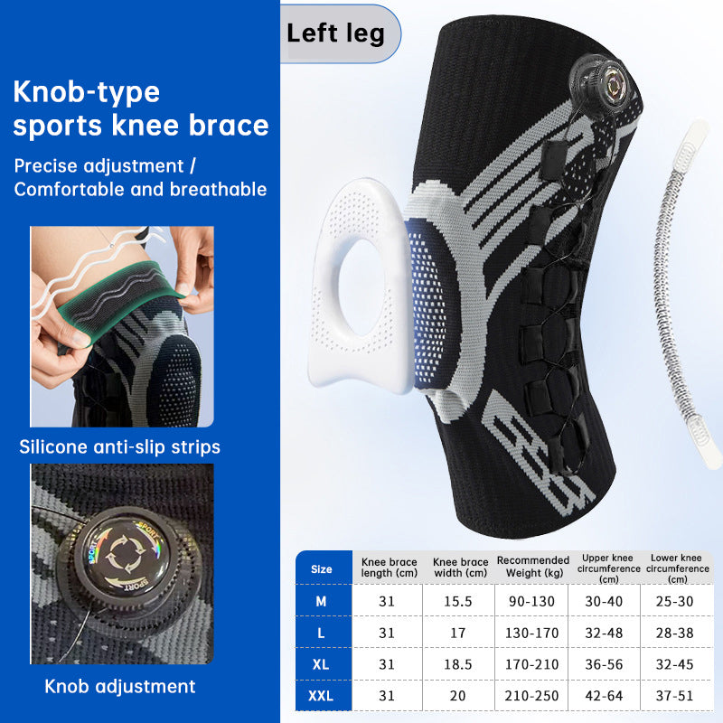 Adjustable Knob Knee Brace with Spring Support — Non-Slip Compression Sports Protector | Left & Right | M–2XL - BsBuy