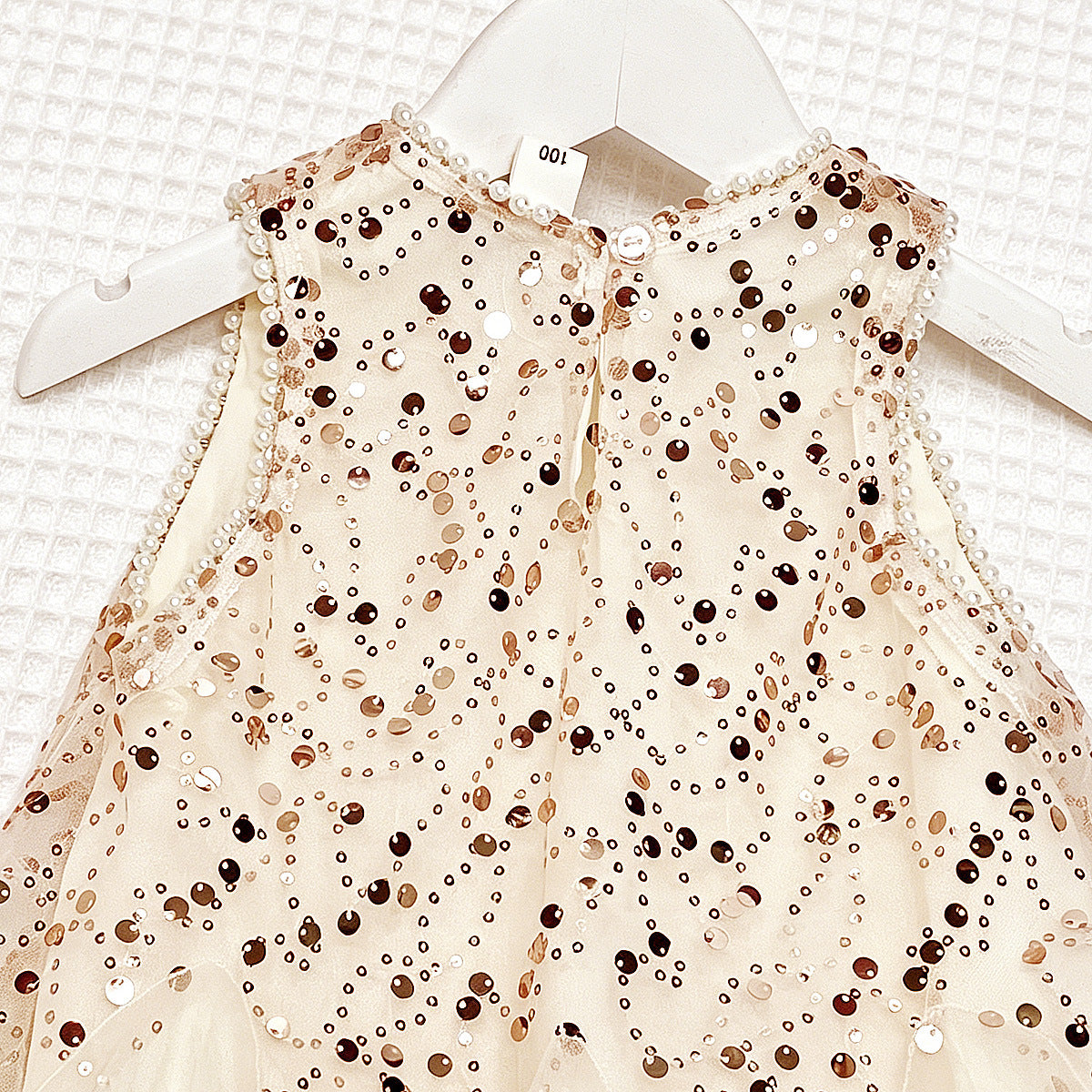 Chic Kids Dress with Rhinestones, Sleeveless Heart Neckline, A-Line, Party Dress for Girls, Includes Hair Clip - BsBuy