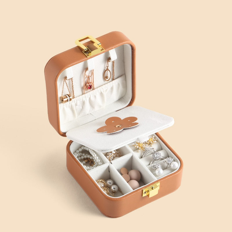 Casegrace PU Leather Mini Jewelry Box Organizer for Jewelry Earrings Necklace Ring Storage Casket Travel Portable Jewellery Case - BsBuy