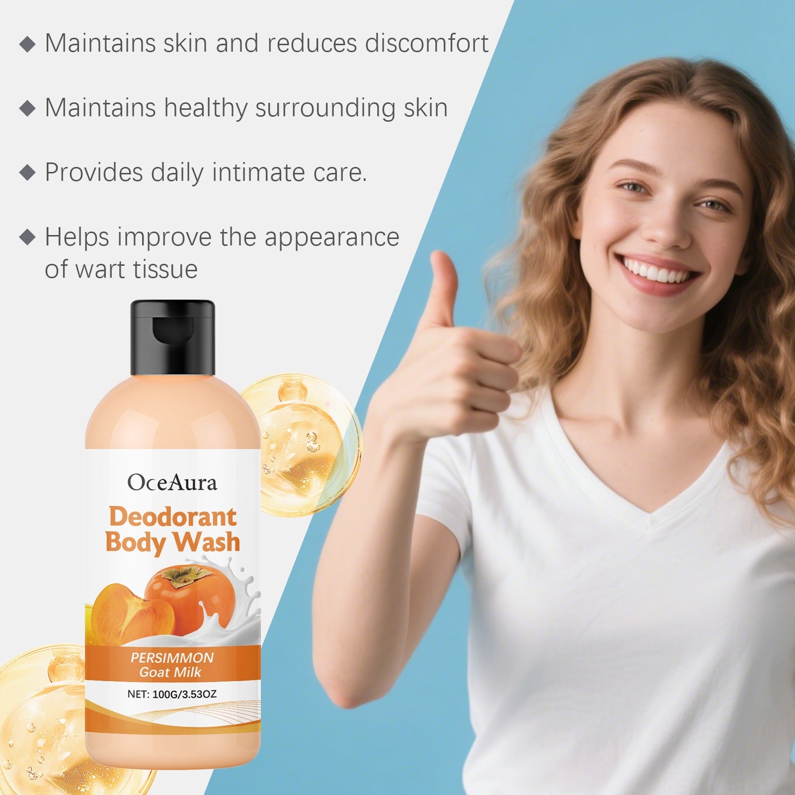OCEAURA Persimmon Refreshing Body Wash – Gentle Cleansing & Moisturising - BsBuy