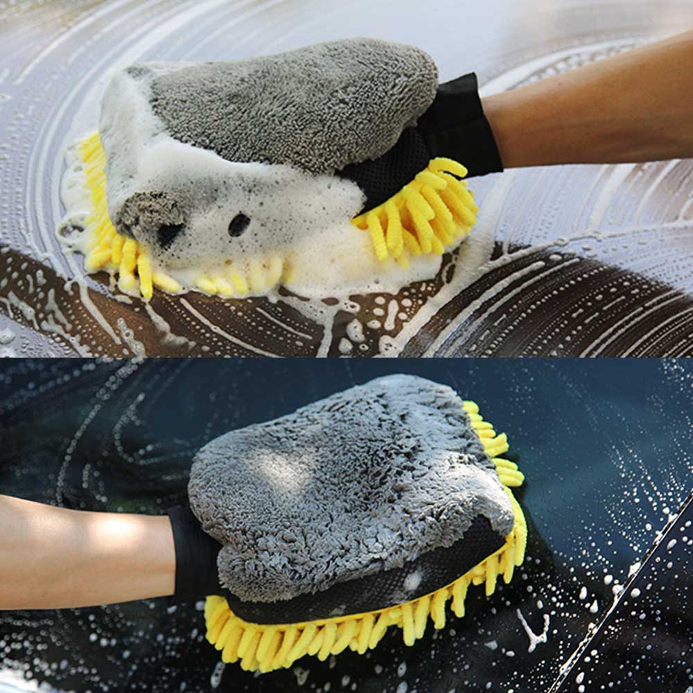 Car Wash Glove Coral Mitt Soft Anti-scratch for Car Wash Multifunction Thick Cleaning Glove Car Wax Detailing Brush Color Random - BsBuy