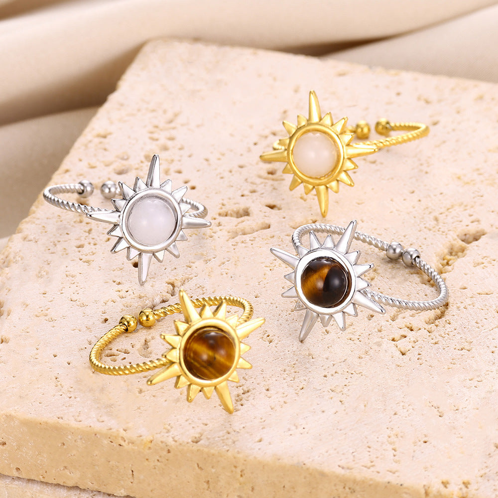 Bohemian Sun Star Adjustable Stainless Steel Ring - BsBuy