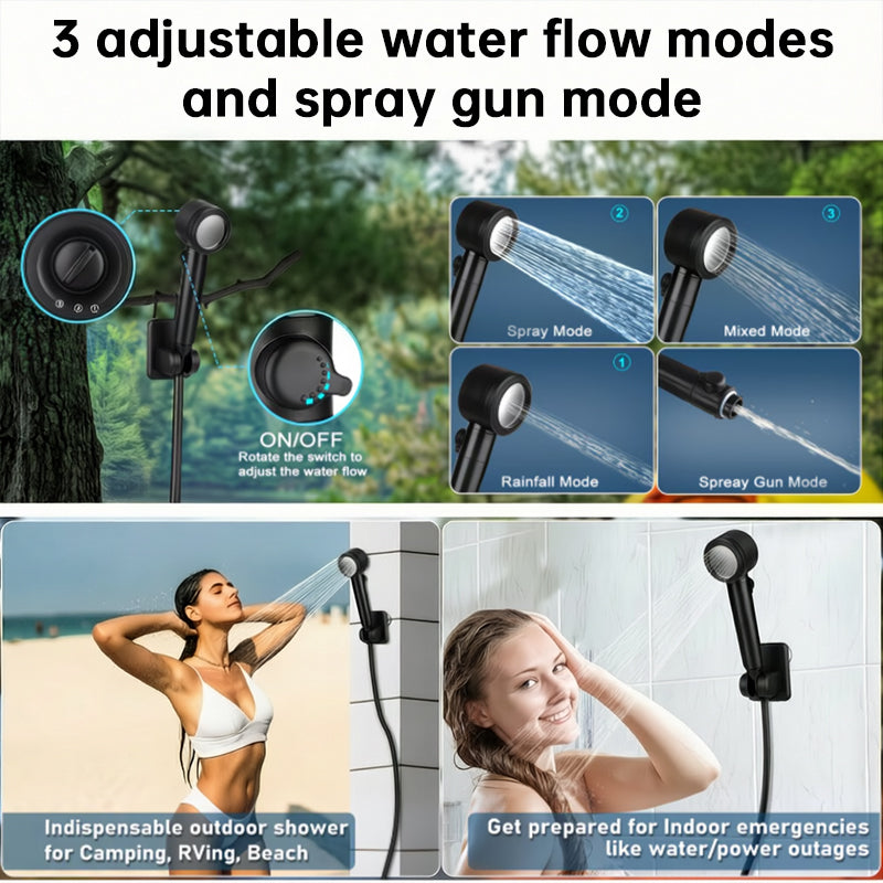 8000mAh Portable Camping Shower, IPX8 Waterproof Rechargeable Outdoor Shower Pump with Hose - BsBuy