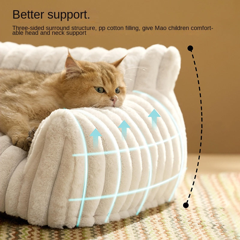 Luxury Pet Sofa Bed with Removable Washable Cover – All-Season Rabbit Fur Plush Dog Bed - BsBuy