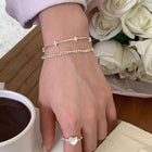 Sterling Silver Double-Layer Bead Bracelet | S925 | Korean Minimalist - BsBuy