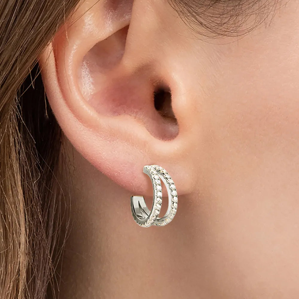 Moissanite 925 Sterling Silver C-Hoop Earrings - BsBuy
