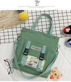 New Canvas Transparent Bag Student Canvas Bag Female Messenger Printed Canvas Bag Shoulder Bag Messenger Bag - BsBuy