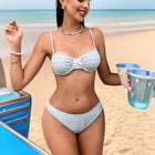 Lace up plaid split swimsuit - BsBuy