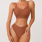Seamless Gathering Bra & Thong Set | Wire-Free 3/4 Cup | All-Season Comfort