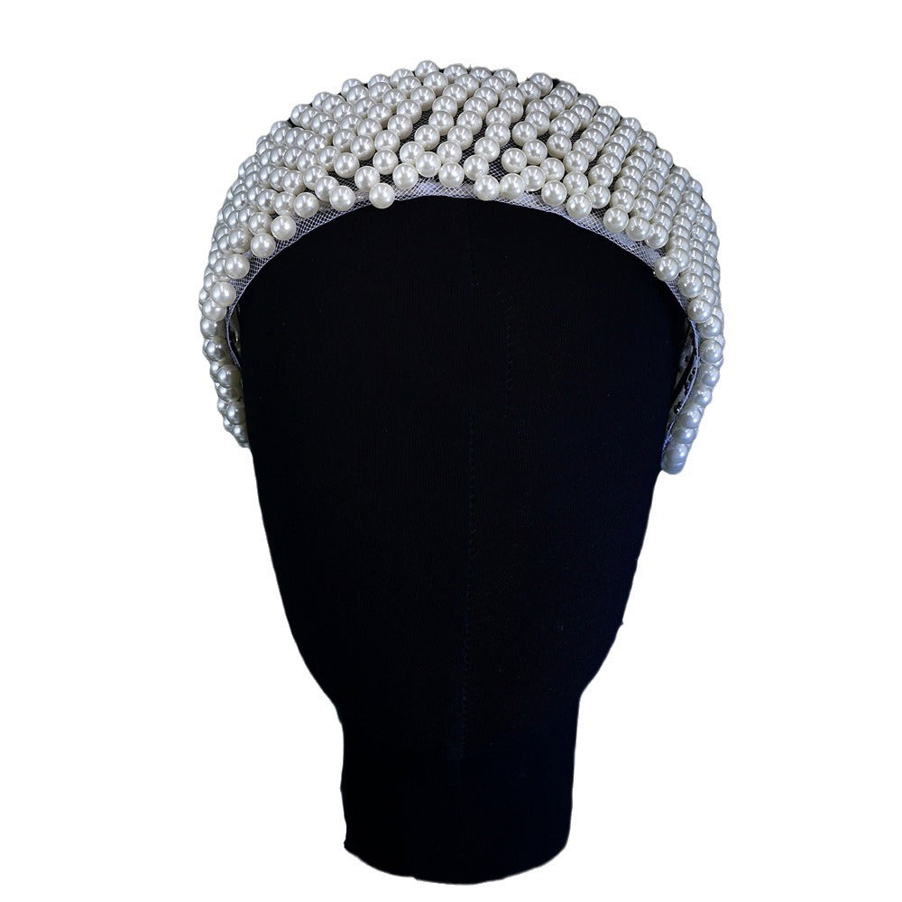 White Pearl Bridal Hair Hoop — Handmade Beaded Headwear & Hair Accessory - BsBuy