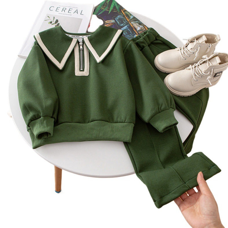 Elegant Casual Two-Piece Set for Little Girls, Fashionable Flared Pants Autumn Outfit - BsBuy