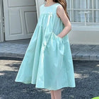 Fresh Mint Color Sleeveless Cotton Cool-Feeling A-Line Princess Dress - BsBuy