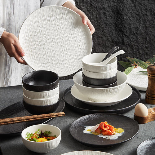 Black and White Ceramic Dishes, Dishes, Home Eating Bowls, Soup Bowls, Fish Plates