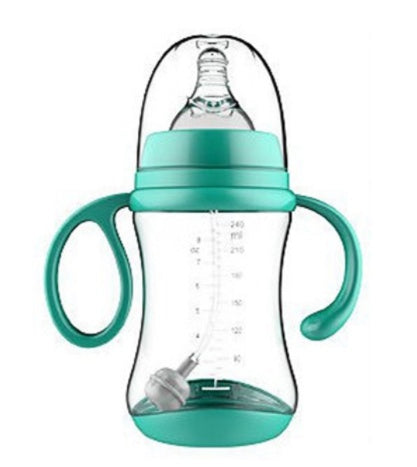 Baby Feeding Bottle with Handles — BPA-Free PP, Wide Neck (180ml / 240ml / 300ml) - Blue / 240ml
