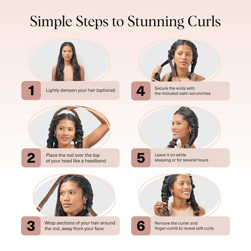 Velvet Heatless Curling Rod – Overnight Hair Curler with Bowknot - BsBuy