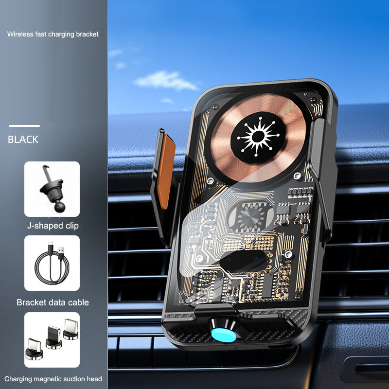 C11 Wireless Car Phone Holder & Charger — Infrared Auto-Clamp | 15W Fast Charge | Punk Transparent Design - BsBuy