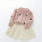 Cute Knit Cardigan and Short Skirt Two-Piece Set for Girls - BsBuy