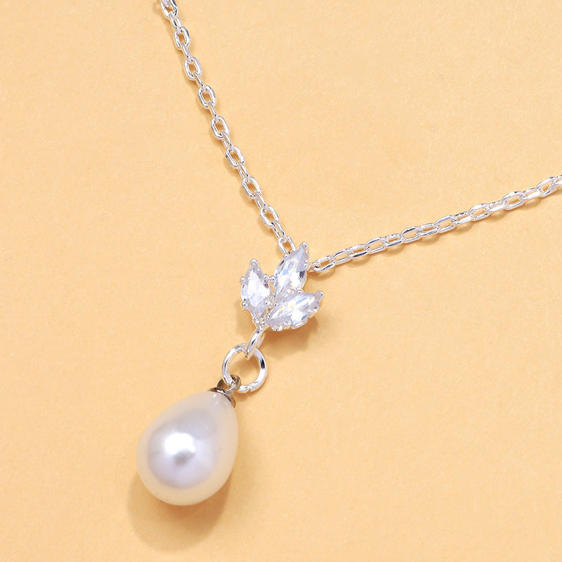 Pearl zircon collarbone chain - BsBuy
