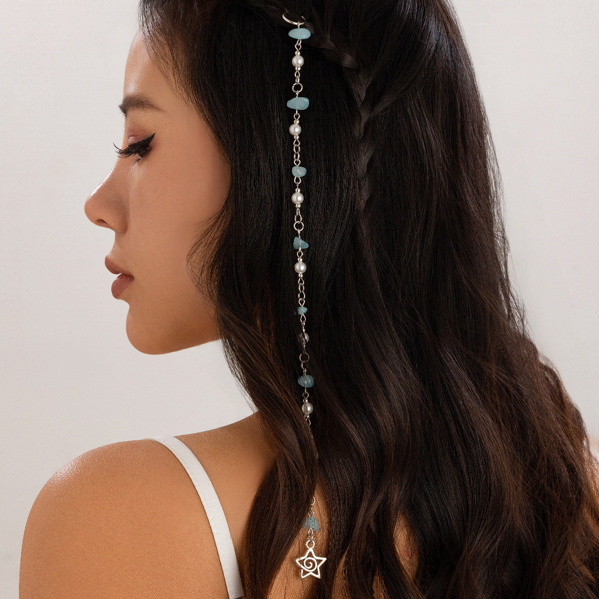 Colourful Gravel Braided Hair Accessory — Tassel Headpiece with Silver Alloy & Wax Cord - BsBuy
