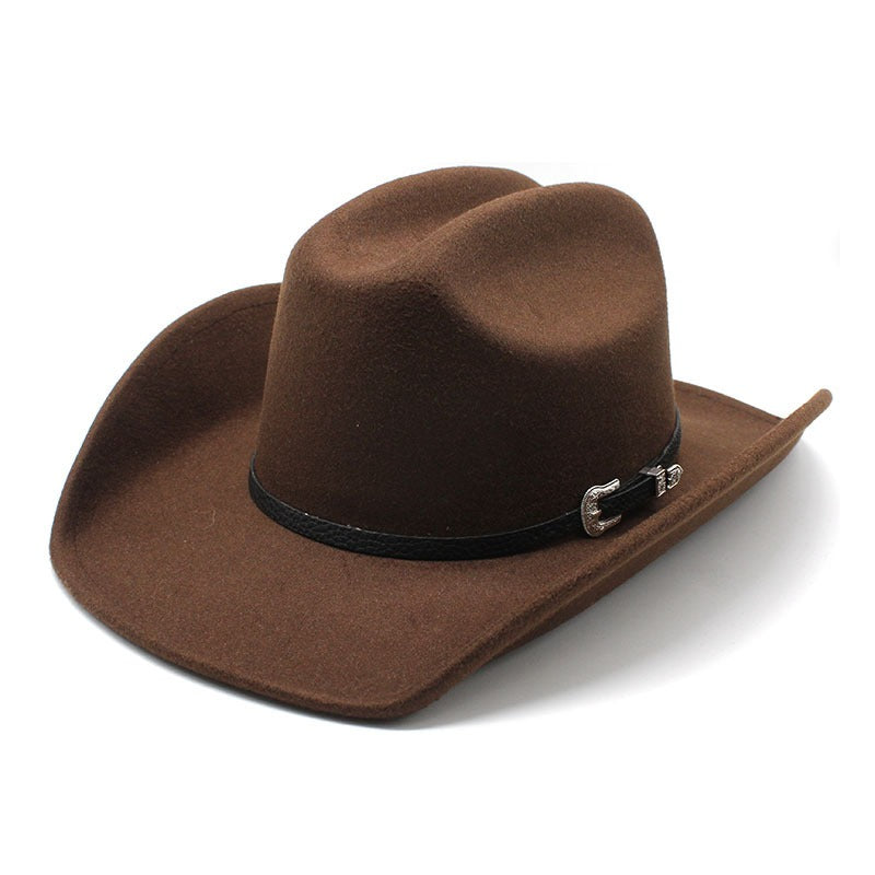 Luxury Wool Cowboy Top Hat — Wide Brim Rolled Eave Unisex Hat | 4 Colours | Size M - BsBuy
