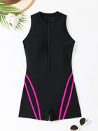 Swimsuit Women One-Piece Zipper Square Leg Fashion Sport Beach Swimwear - BsBuy
