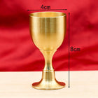 Copper Wine Cup Set - Large, Medium, Small - Pure Brass Antique Stemmed Cup for Offering, Feng Shui God of Wealth, Water Cup - BsBuy