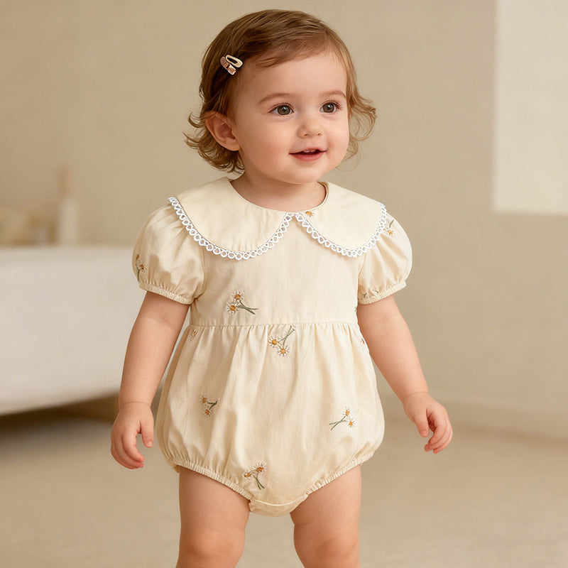 Baby Girl Clothes Infant Romper Summer New Embroidered Short Sleeve Onesie Bodysuit Outing Wear Kids Clothing - BsBuy