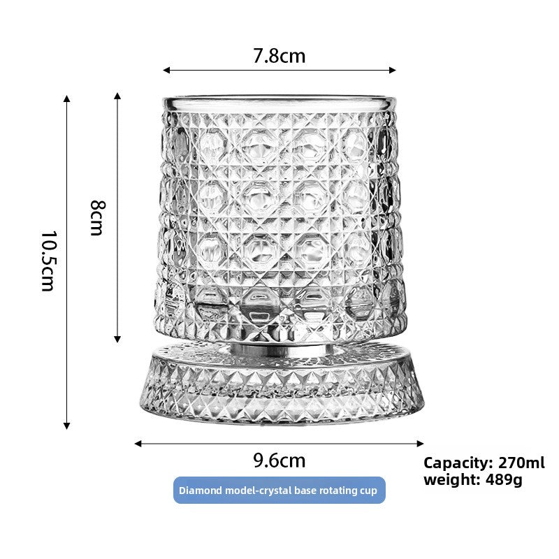 Crystal Base Rotating Whiskey Glass - BsBuy