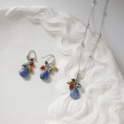 Natural Stone Necklace & Earrings Set – Retro Ethnic Teardrop Jewellery in Titanium Steel - BsBuy