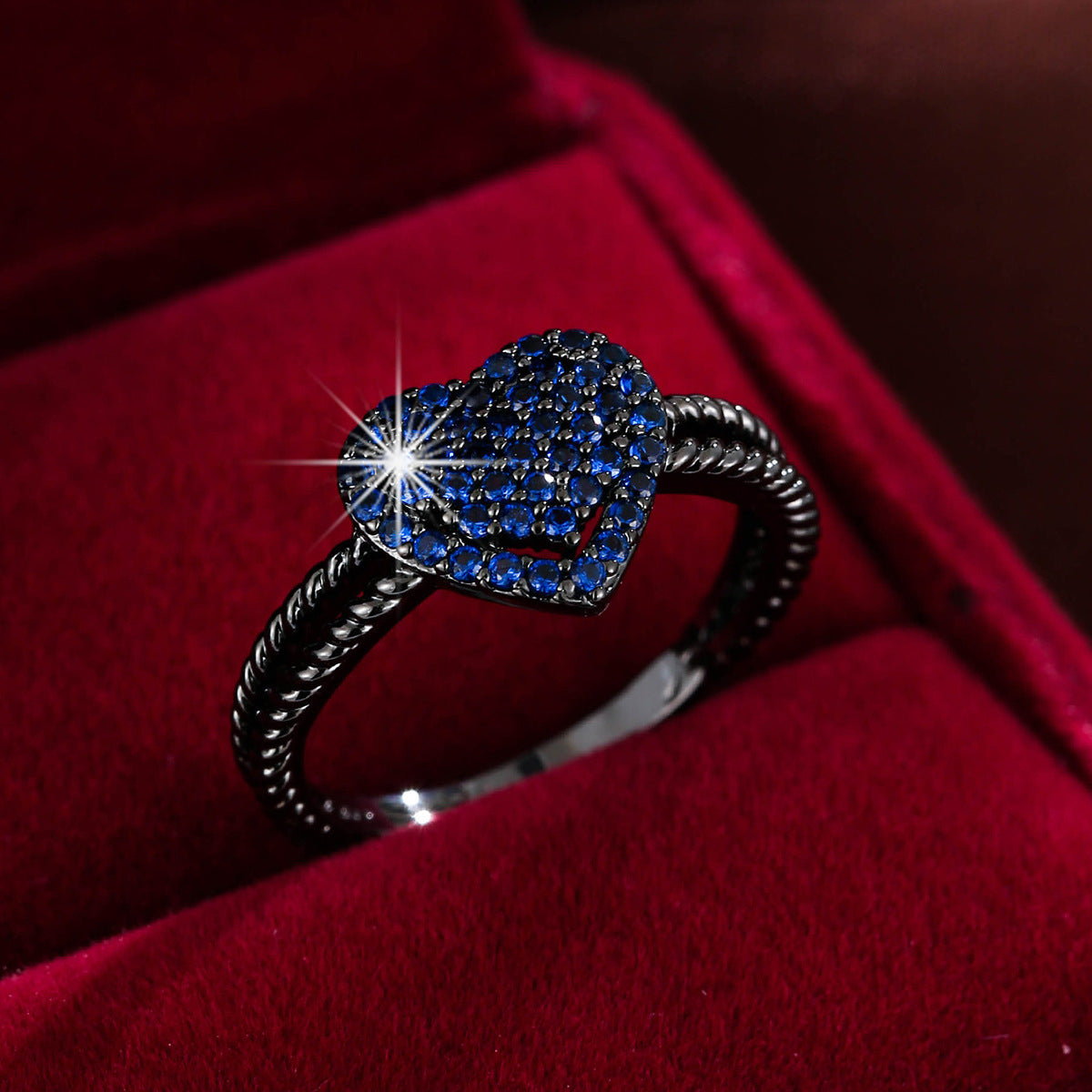 Heart-Shaped Zircon Ring | Gold, Silver & Gunmetal | 12 Colours | Sizes 6–9 - BsBuy